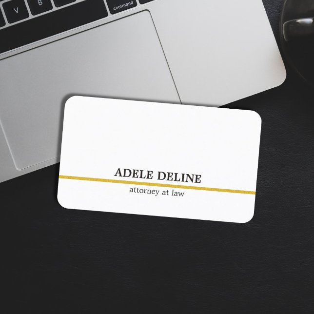 Minimalist White Gold Line Attorney Business Card (Creator Uploaded)