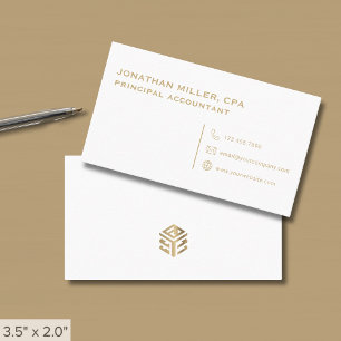 Minimalist White Gold Logo Business Card