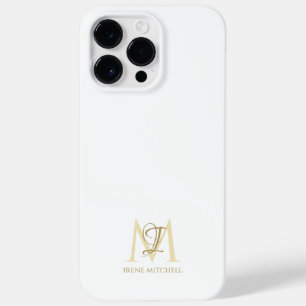 Minimalist White Gold Monogram Name Case-Mate iPhone 14 Pro Max Case