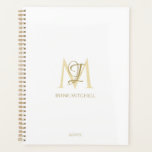 Minimalist White Gold Monogram Name Modern Planner<br><div class="desc">This simple,  elegant,  stylish white gold design features your personalised name and monogram in trendy,  stylish topography. This item can be and an excellent gift for you,  your family and friends.</div>
