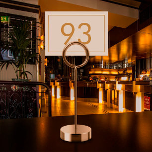 Minimalist White Gold Text Restaurant Table Number