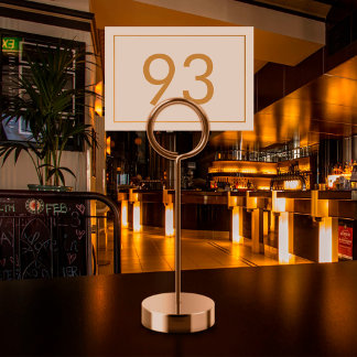 Minimalist White Gold Text Restaurant Table Number