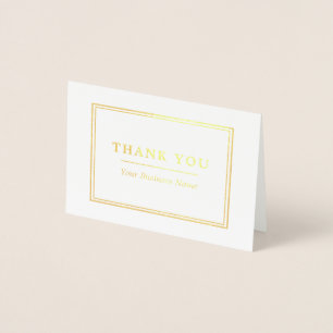 Minimalist White & Gold Thank You Foil Card