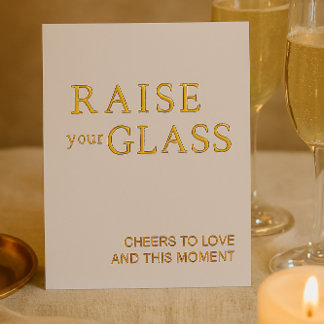 Minimalist White & Gold Wedding Bar Sign Foil 