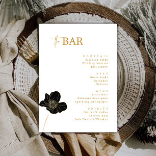 Minimalist White & Gold Wedding Drinks Bar Menu