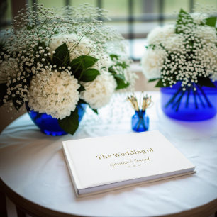 Minimalist White Gold Wedding Guest Book