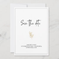 Minimalist White Gold Wedding Invitation