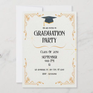 Minimalist White Graduation Party Invitation