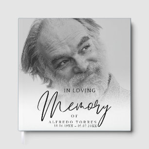 Minimalist White & Green In Loving Memory Funeral Guest Book