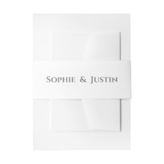 Minimalist White & Grey Wedding Invitation Belly Band