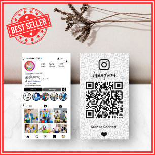 Minimalist White Housekeeping Instagram QR Business Card