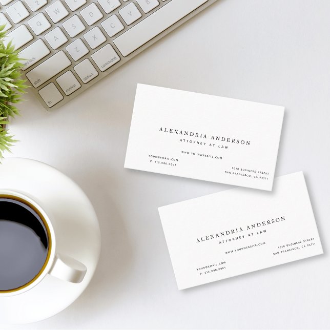 Minimalist White Lawyer Professional Business Card (Creator Uploaded)