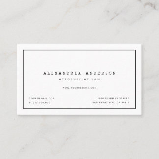 Minimalist White Lawyer Professional Business Card