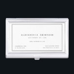 Minimalist White Lawyer Professional Card Case<br><div class="desc">This simple and minimalist business card case features your name and your title in black with thin black border on white background. Personalise it for your needs. Perfect for executives, accountants, lawyers, realtors, financial analysts, consultants, graphic designers, writers, interior designers, and any business professionals. You can find matching products at...</div>