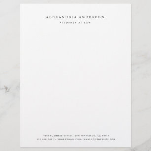 Minimalist White Lawyer Professional Custom Letterhead