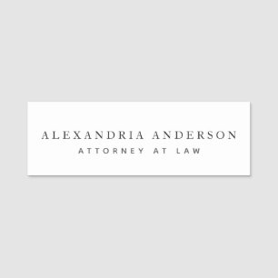 Minimalist White Lawyer Professional Name Tag