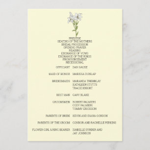 Minimalist White Lily Wedding Programme