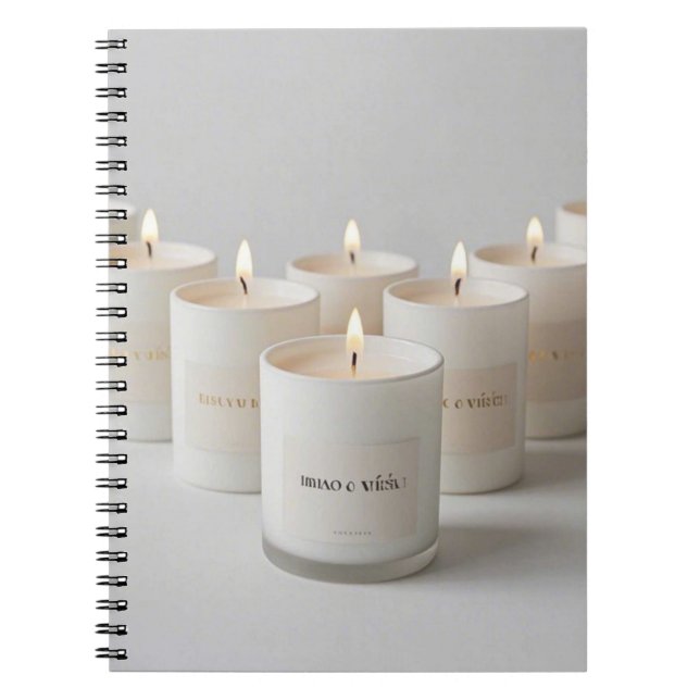 Minimalist white-line candles with tiny flames notebook (Front)