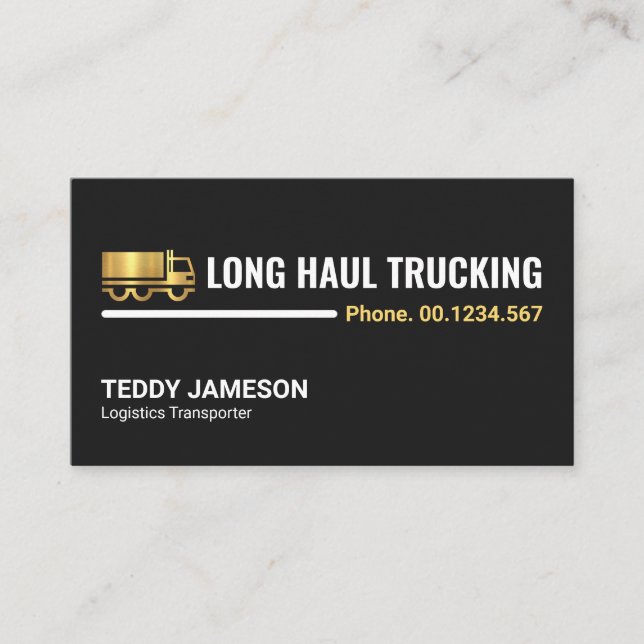 Minimalist White Line Professional Truck Driver Business Card (Front)