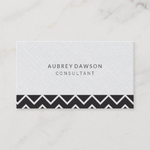 Minimalist White Linen Zig Zag Pattern Business Card