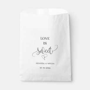 Minimalist White Love Is Sweet Wedding Favour Bags