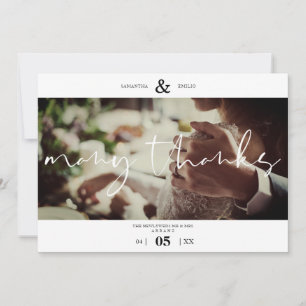 Minimalist White Many Thanks Photo Couple Wedding