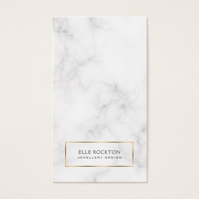 Minimalist White Marble Gold Earring Display Card (Front)