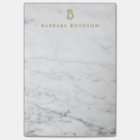 Minimalist White Marble Gold Monogram