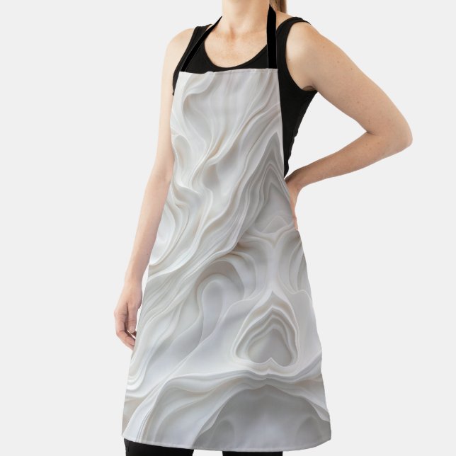 Minimalist White Marble Wave Apron Elegant Modern (Insitu)