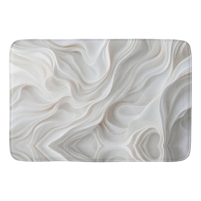 Minimalist White Marble Wave Bath Mat – Soft  Rug (Front)