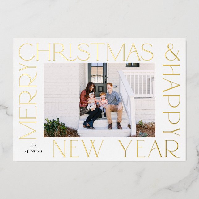 Minimalist White Merry Christmas New Year Photo  (Front)