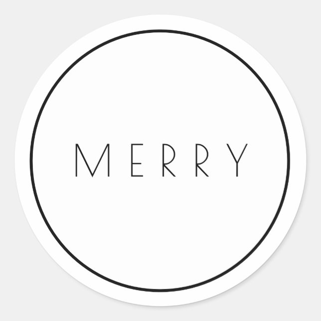 Minimalist White Merry Stickers With Border (Front)