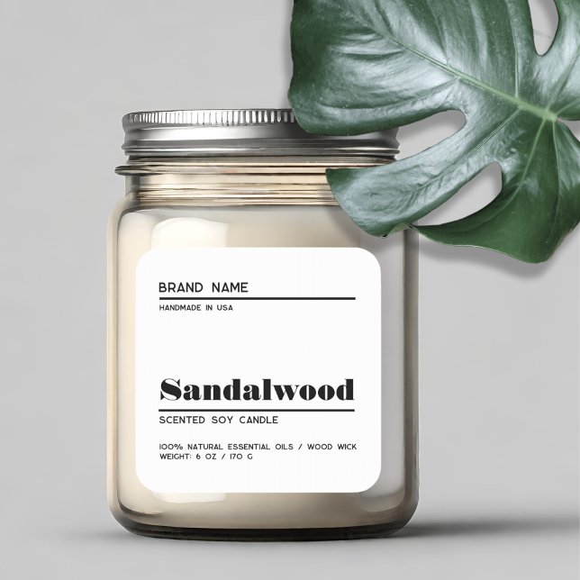 Minimalist white modern candle product label (Creator Uploaded)