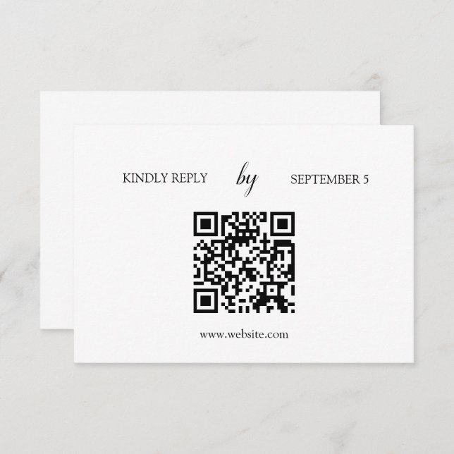 Minimalist White Modern QR Code Wedding RSVP Card (Front/Back)