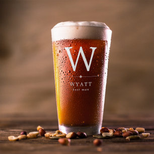 Minimalist White Monogram Best Man Glass