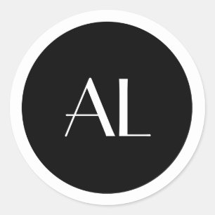 Minimalist White Monogram Simple Modern Classic Round Sticker