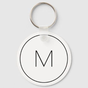 Minimalist White Monogram Simple Single Letter Key Ring