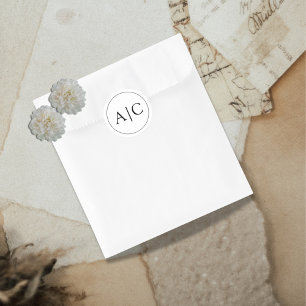  Minimalist White Monogram Wedding Classic Round Sticker