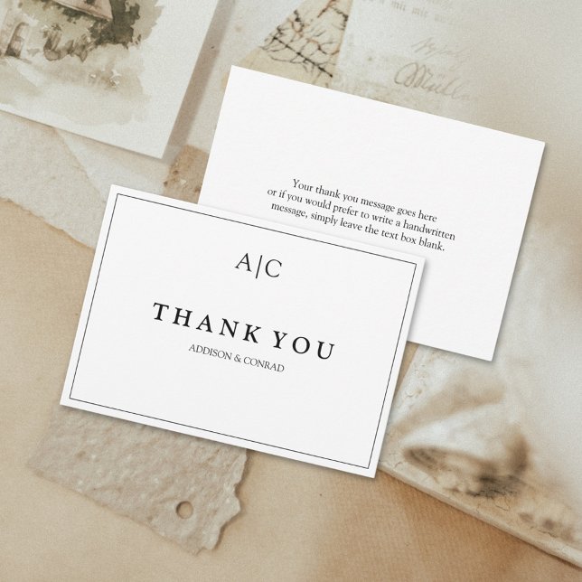 Minimalist White Monogram Wedding Thank You Card (Creator Uploaded)