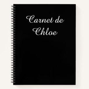 Minimalist White on Black French Carnet Notebook