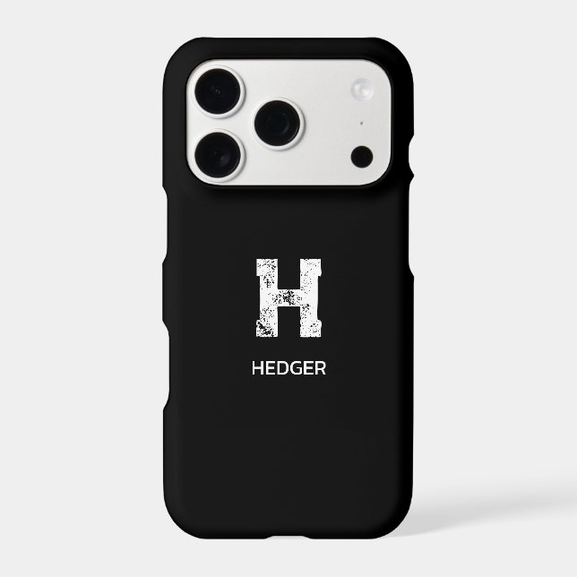 MINIMALIST WHITE ONE LETTER MONOGRAM NAME BLACK (Back)