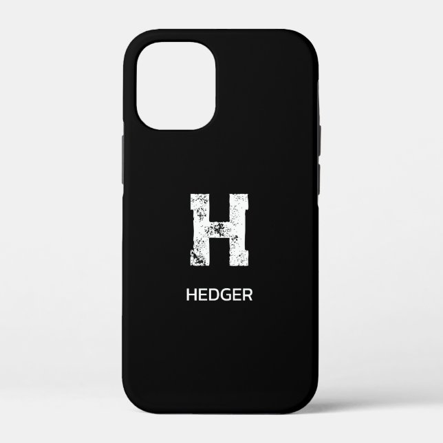 MINIMALIST WHITE ONE LETTER MONOGRAM NAME BLACK Case-Mate iPhone CASE (Back)
