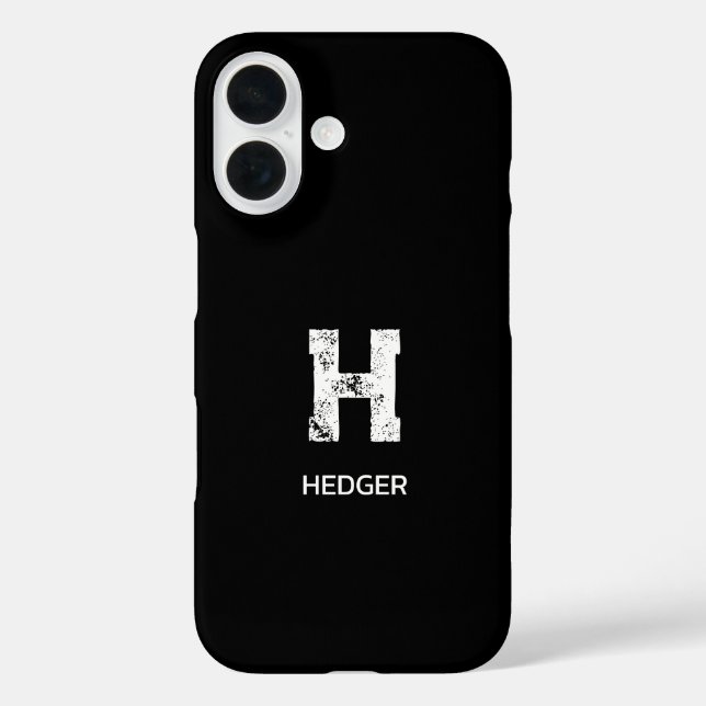 MINIMALIST WHITE ONE LETTER MONOGRAM NAME BLACK Case-Mate iPhone CASE (Back)