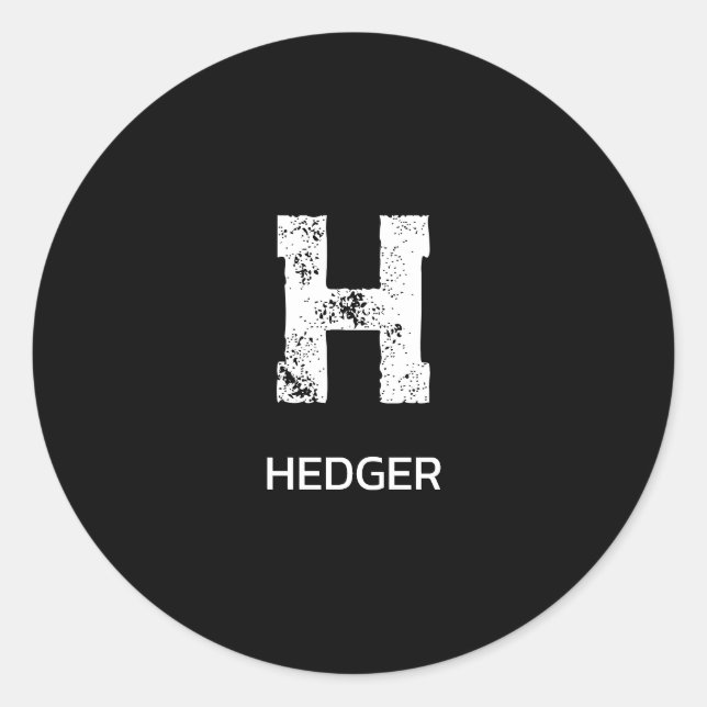 MINIMALIST WHITE ONE LETTER MONOGRAM NAME BLACK CLASSIC ROUND STICKER (Front)