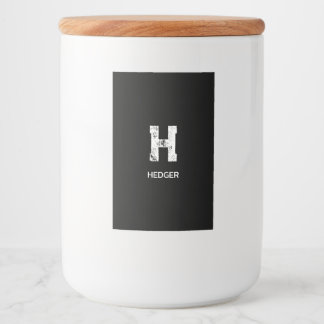 MINIMALIST WHITE ONE LETTER MONOGRAM NAME BLACK FOOD LABEL