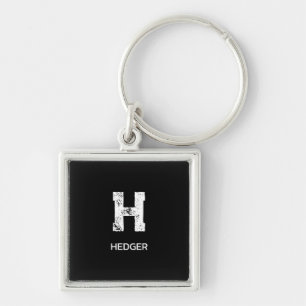 MINIMALIST WHITE ONE LETTER MONOGRAM NAME BLACK KEY RING