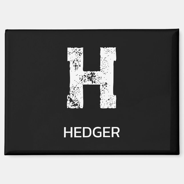 MINIMALIST WHITE ONE LETTER MONOGRAM NAME BLACK MAGNET (Front)