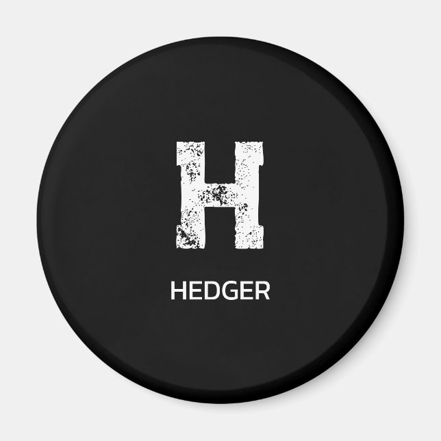 MINIMALIST WHITE ONE LETTER MONOGRAM NAME BLACK MAGNET (Front)