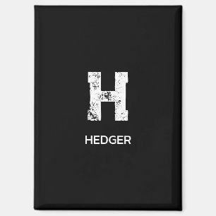 MINIMALIST WHITE ONE LETTER MONOGRAM NAME BLACK MAGNET