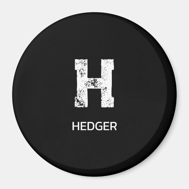 MINIMALIST WHITE ONE LETTER MONOGRAM NAME BLACK MAGNET (Front)